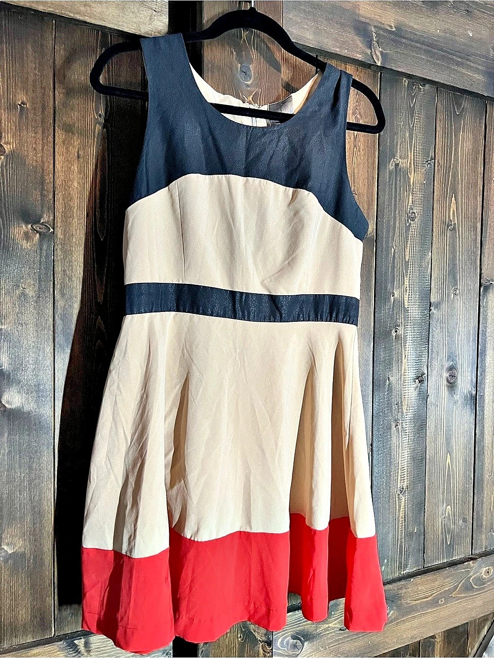 Moon Collection Color Block Mini Dress in Red & Black Size Large